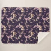 薄紫、バラ、およびホワイトドラゴンズのシェルパ毛布 シェルパブランケット (正面(横))