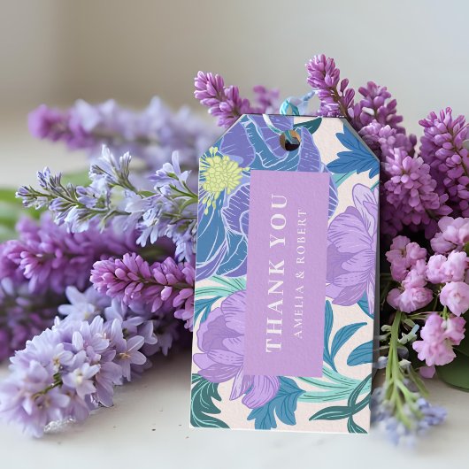 薄紫&パープルパステルフローラ結婚式の引き出物 ギフトタグ