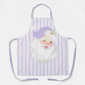 薄紫・パープル・ヴィンテージ・ウィンキング・サンタ・クリスマス・エプロン エプロン (正面)