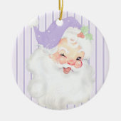 薄紫・パープル・ヴィンテージ・ウィンキング・サンタ・クリスマス・ツリー セラミックオーナメント (正面)
