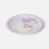 薄紫・パープル・ヴィンテージ・ウィンキング・サンタ・クリスマス・パーティー ペーパープレート (アングル)