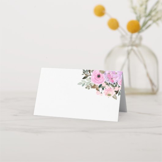 薄紫&ピンクフローラブーケゲストテーブル プレイスカード (正面)