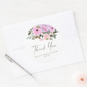 薄紫&ピンクフローラブーケブライダルシャワー ラウンドシール (封筒)