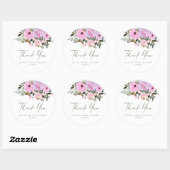 薄紫&ピンクフローラブーケブライダルシャワー ラウンドシール (シート)