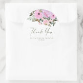 薄紫&ピンクフローラブーケブライダルシャワー ラウンドシール (バッグ)