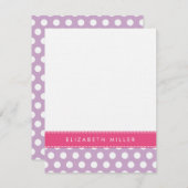 薄紫&ピンクリボン水玉模様モノグラムノートカード ノートカード (正面/裏面)
