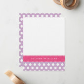 薄紫&ピンクリボン水玉模様モノグラムノートカード ノートカード (正面/裏面インサイチュ)