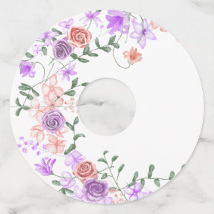 薄紫&ピーチバラワイングラスラベルラベル ワイングラスタグ