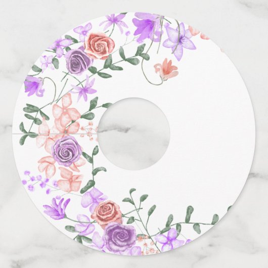 薄紫&ピーチバラワイングラスラベルラベル ワイングラスタグ (正面)