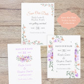 薄紫&ピーチブーケウェディング日付を保存 招待状