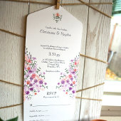 薄紫&ピーチローズブーケ結婚ーズ オールインワン招待状