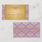 薄紫、フェイクグリッター、ダマスコウェディング座席表 プレイスカード (正面/裏面)