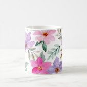 薄紫·ラベンダー·ピンクかわいらし·フローラル·パターン コーヒーマグカップ (中央)