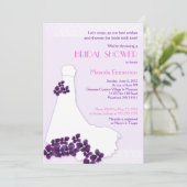 薄紫&ヴィオレットブライドドレスブライダルシャワー5x7 招待状 (スタンド正面)