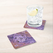 薄紫、紫のピンホイールは水の海で渦巻く スクエアペーパーコースター (インサイチュ)