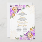 薄紫&金ゴールドフローラグリッターティアラキンセアニェラ 招待状 (裏面)