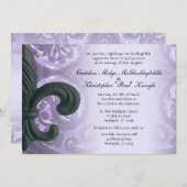 薄紫「鉄（紋章の）フラ・ダ・リ」結婚式招待状 招待状 (正面/裏面)