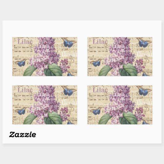 薄紫 長方形シール (シート)