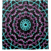 薄紫、黒とターコイズ曼荼羅。 シャワーカーテン (正面)