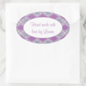 薄紫AGYLEニット楕円「手作り」ステッカー 楕円形シール (バッグ)