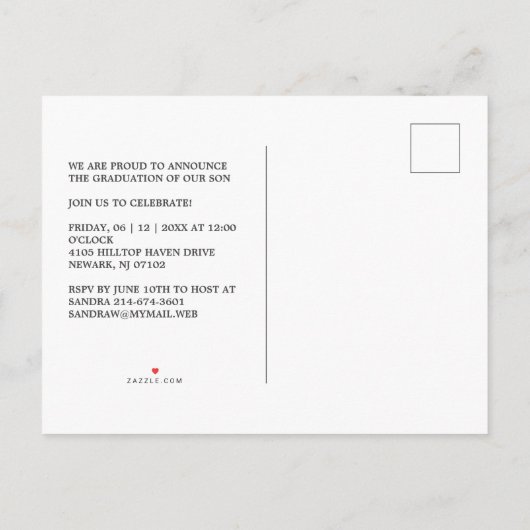 薄紫Bohoトライバルテクスチャー写真卒業 案内ポストカード (裏面)