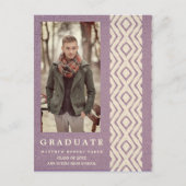 薄紫Bohoトライバルテクスチャー写真卒業 案内ポストカード (正面)