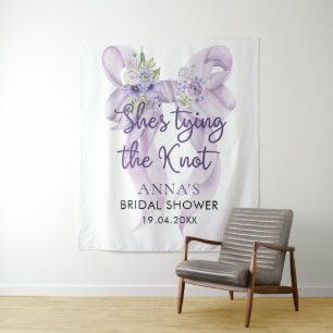 薄紫Bow She's Linging the Knotブライダルシャワー タペストリー