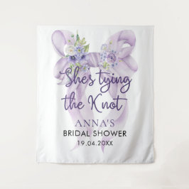 薄紫Bow She's Linging the Knotブライダルシャワー タペストリー