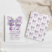 薄紫Bow She's Linging the Knotブライダルシャワー 招待状