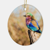 薄紫Breastedのローラーのカラフルなアフリカの鳥 セラミックオーナメント (左)