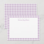 薄紫Gingham Checkパーソナル文房具カード サンキューカード (正面/裏面)