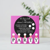 薄紫Pinのパーティーのボーリングの誕生会 招待状 (スタンド正面)
