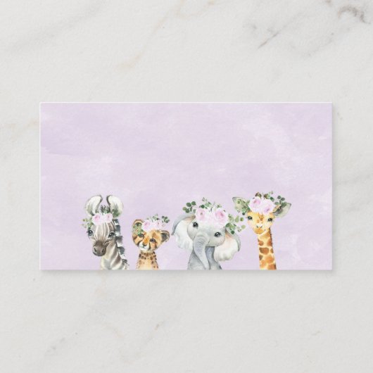 薄紫Safari Animalsブックリクエストカードの挿入 エンクロージャーカード (裏面)