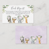 薄紫Safari Animalsブックリクエストカードの挿入 エンクロージャーカード (正面/裏面)