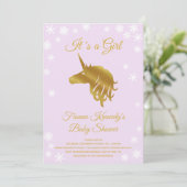 薄紫Unicorn Winter Baby Shower 招待状 (スタンド正面)