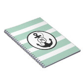 薄緑いかりおよびMongramと縞で飾ります ノートブック (右側)