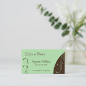 薄緑と茶色の装飾用の斜角華美 名刺 (スタンド正面)