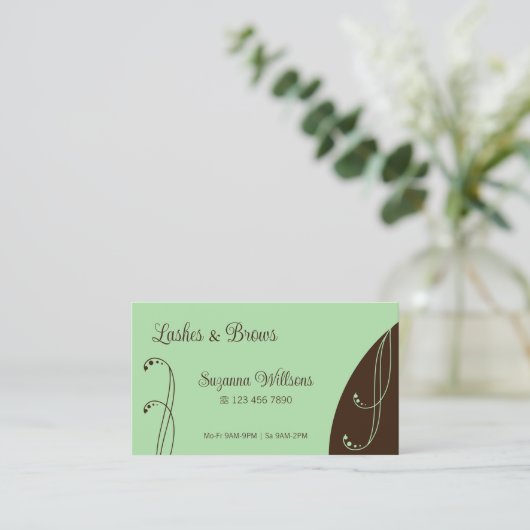 薄緑と茶色の装飾用の斜角華美 名刺 (スタンド正面)