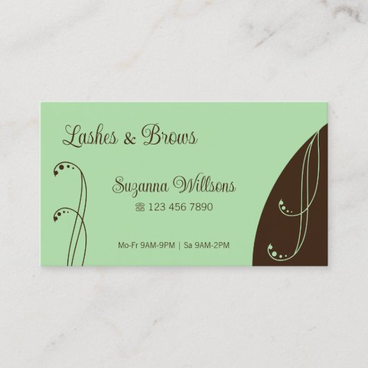 薄緑と茶色の装飾用の斜角華美 名刺 (正面)