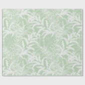 薄緑に白い花。 ラッピングペーパー (フラット)