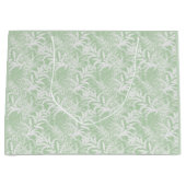 薄緑に白い花。 ラージペーパーバッグ (正面)