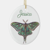 薄緑のスペインのな月のガの現実的な絵画 セラミックオーナメント (右)