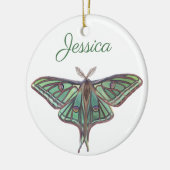 薄緑のスペインのな月のガの現実的な絵画 セラミックオーナメント (左)