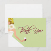 薄緑の平らなサンキューカードのブライダルのワイン サンキューカード (正面/裏面)