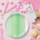 薄緑の水彩画の紙皿 ペーパープレート (パーティー)