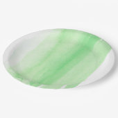 薄緑の水彩画の紙皿 ペーパープレート (アングル)