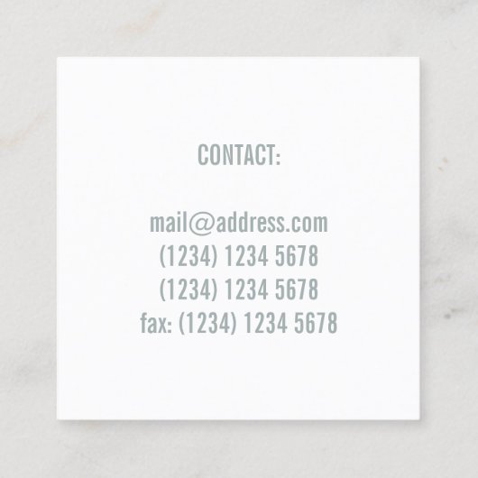 薄緑の灰色のスタイルの専門カバー スクエア名刺 (裏面)