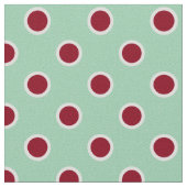 薄緑の生地の輪郭を描かれたえんじ色の水玉模様 ファブリック (クローズアップ)
