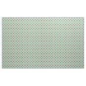 薄緑の生地の輪郭を描かれたえんじ色の水玉模様 ファブリック (ヤード)