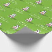 薄緑の白いシュナウツァー犬のメリークリスマス ラッピングペーパー (角)